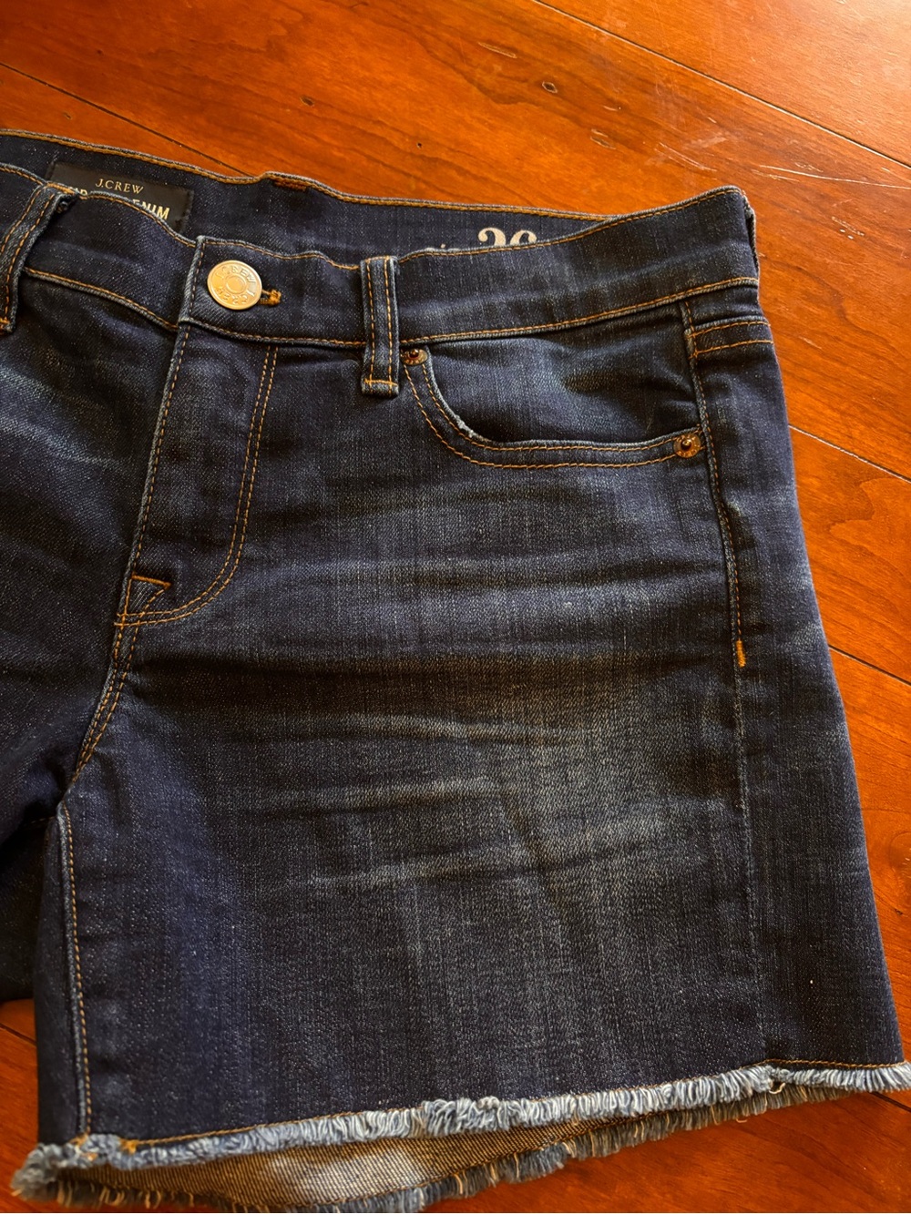J. Crew Jean Shorts Dark Indigo Frayed Raw Hem SZ 26 Preppy Summer - Picture 3 of 9